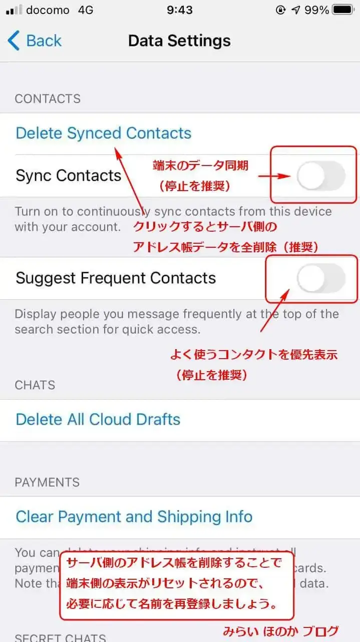 telegram テレグラム プライバシー設定 - みらいほのかブログ みらいほのかブログ